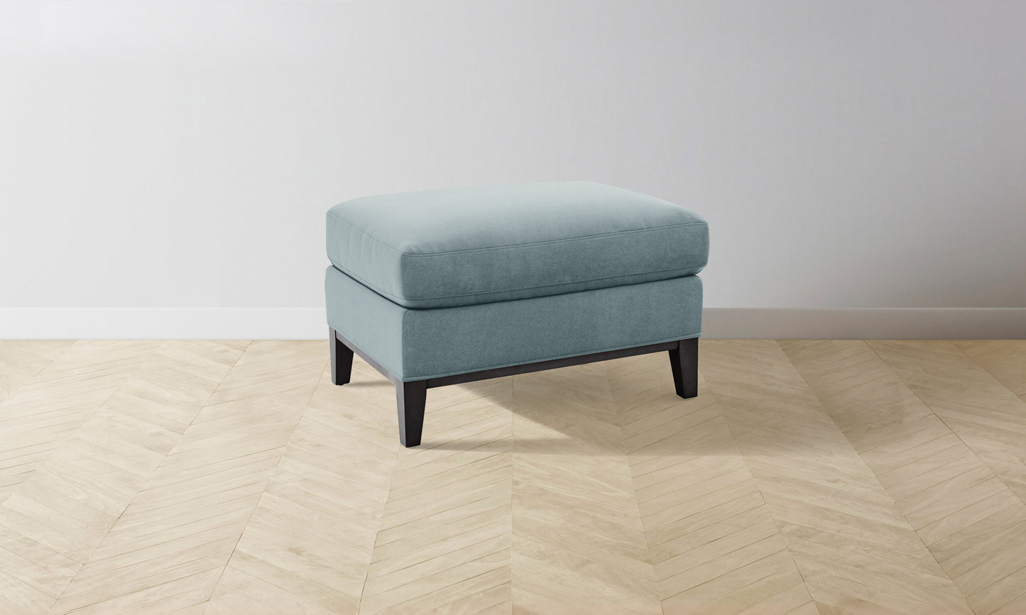 The Ludlow Ottoman - Mohair Slate Blue