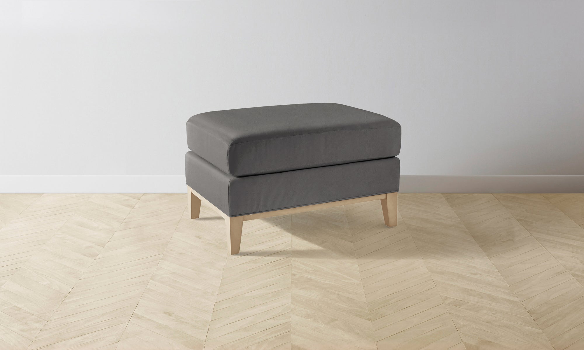 The Ludlow Ottoman - Pebbled Leather Ash