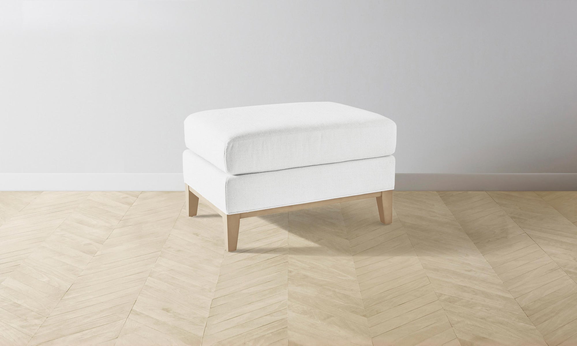 The Ludlow Ottoman - Performance Linen Weave Pure White