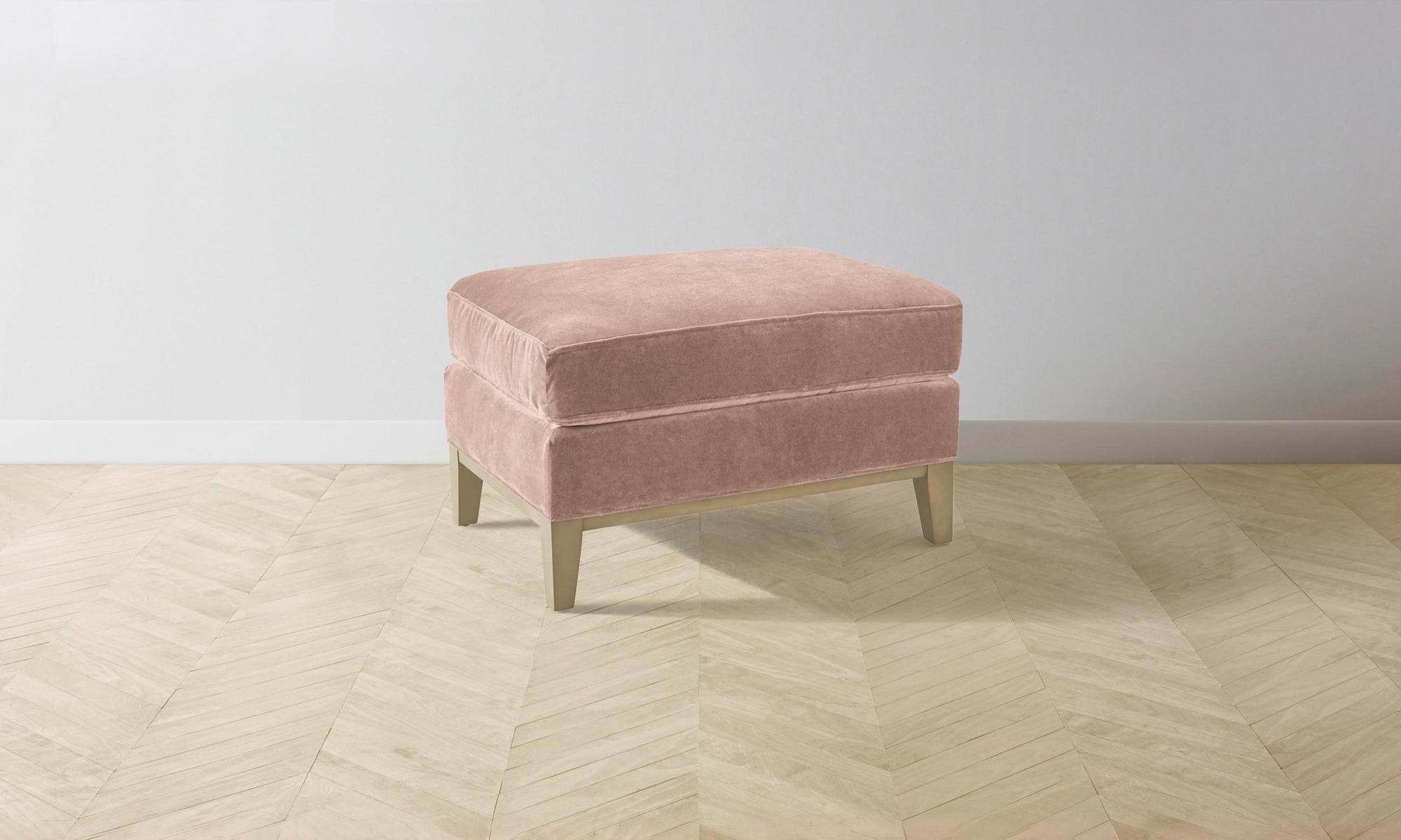 The Ludlow Ottoman - Performance Velvet Dusty Rose