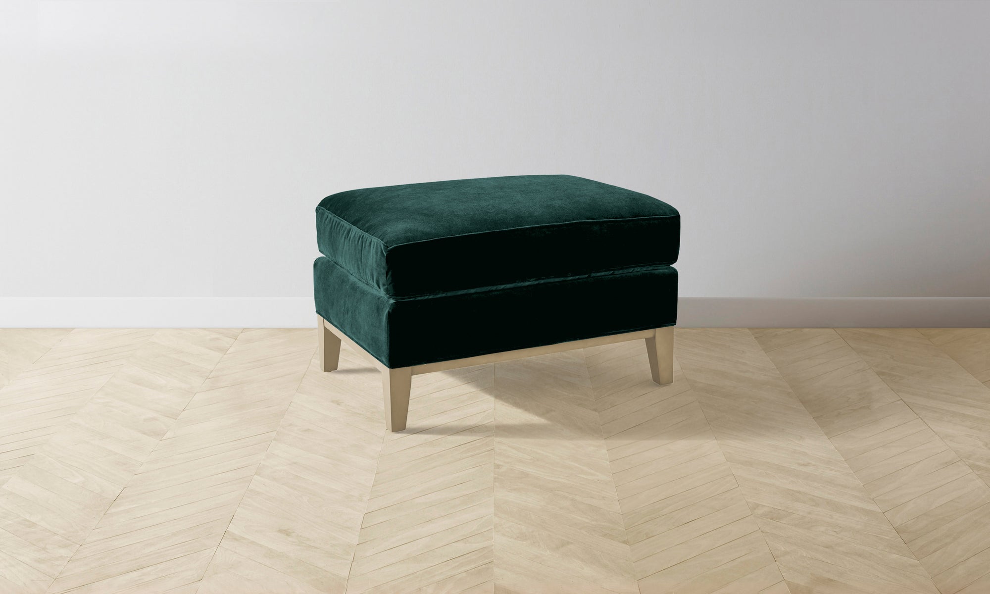 The Ludlow Ottoman - Performance Velvet Emerald