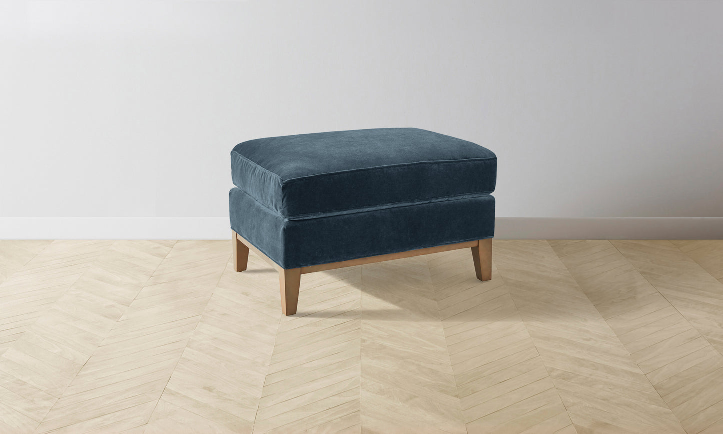 The Ludlow Ottoman - Performance Velvet Lagoon