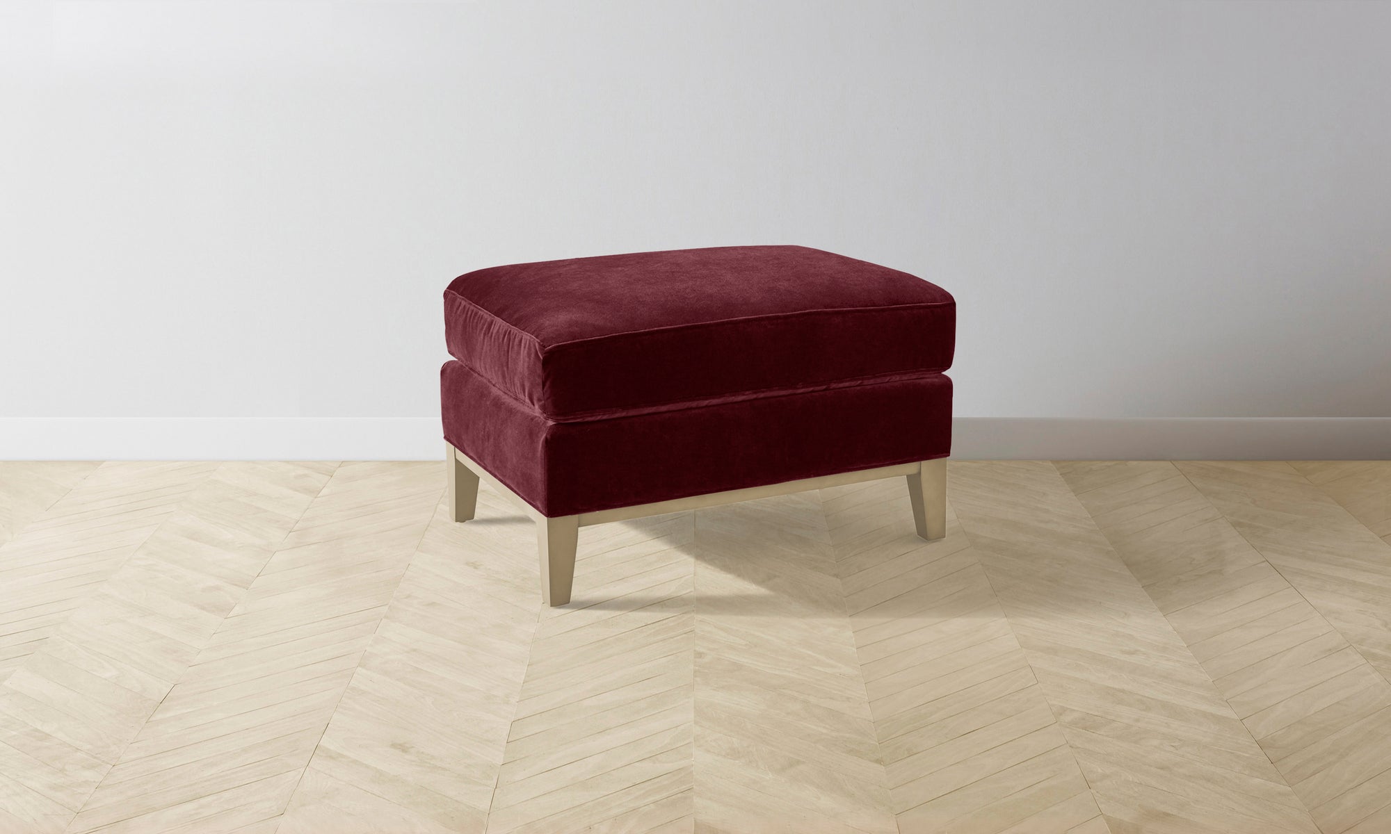 The Ludlow Ottoman - Performance Velvet Merlot