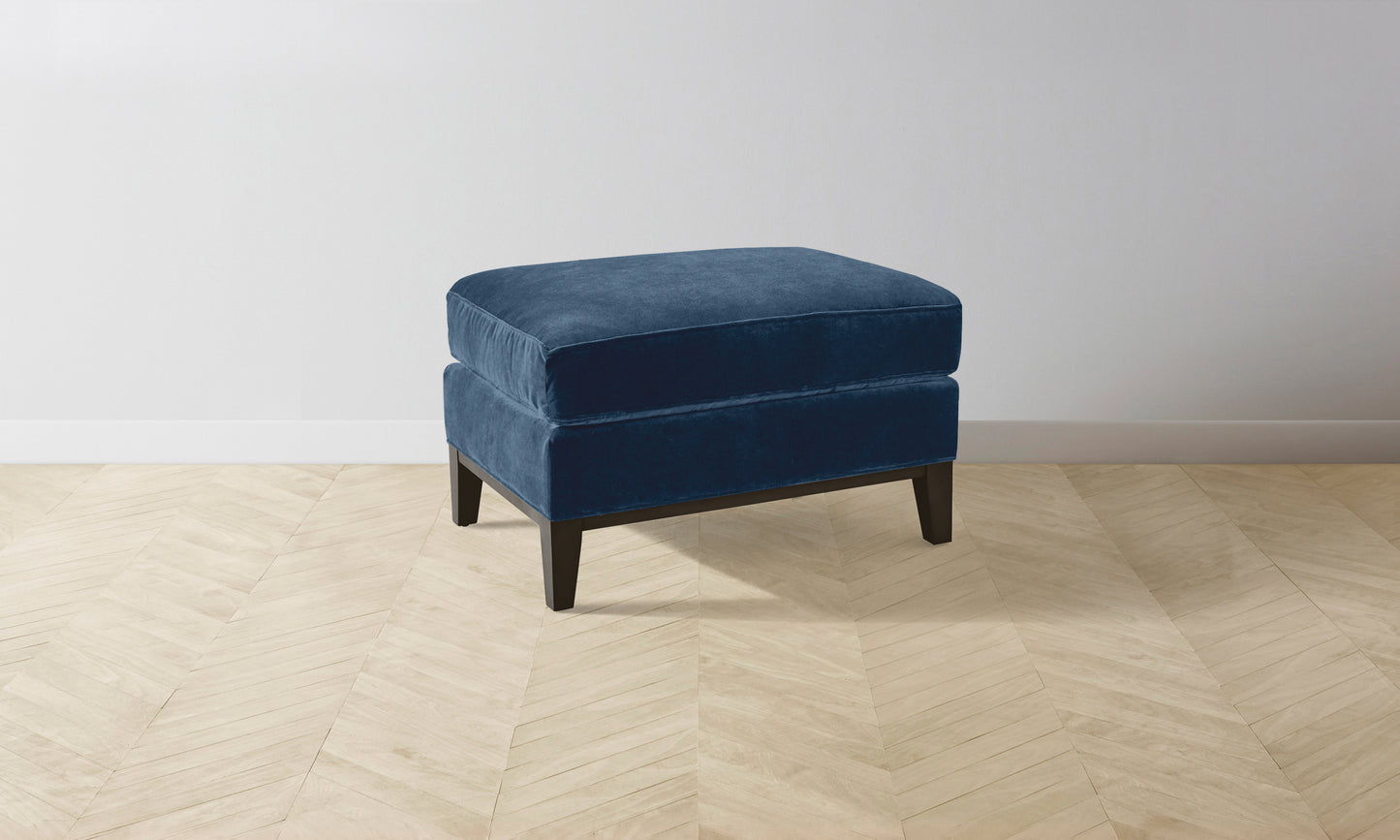 The Ludlow Ottoman - Performance Velvet Sapphire