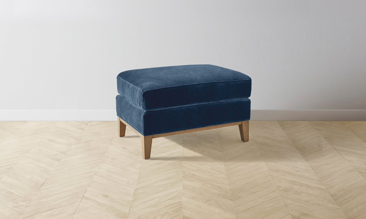 The Ludlow Ottoman - Performance Velvet Sapphire