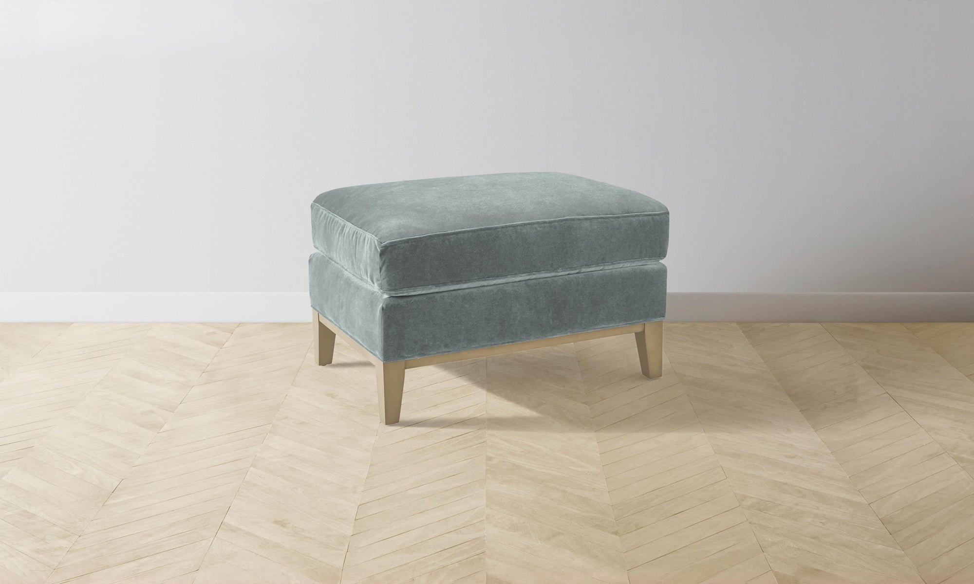 The Ludlow Ottoman - Performance Velvet Seafoam