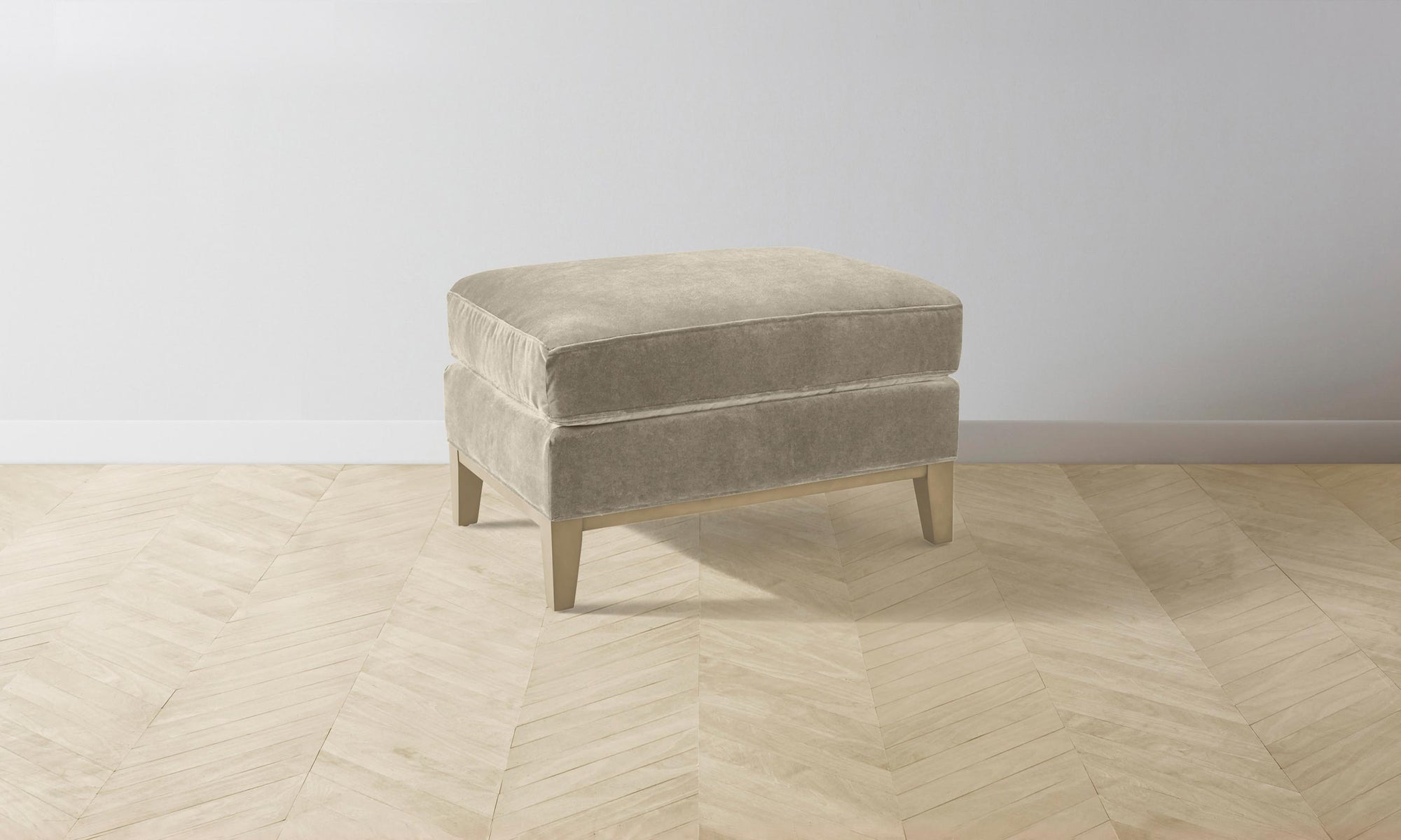 The Ludlow Ottoman - Performance Velvet Taupe