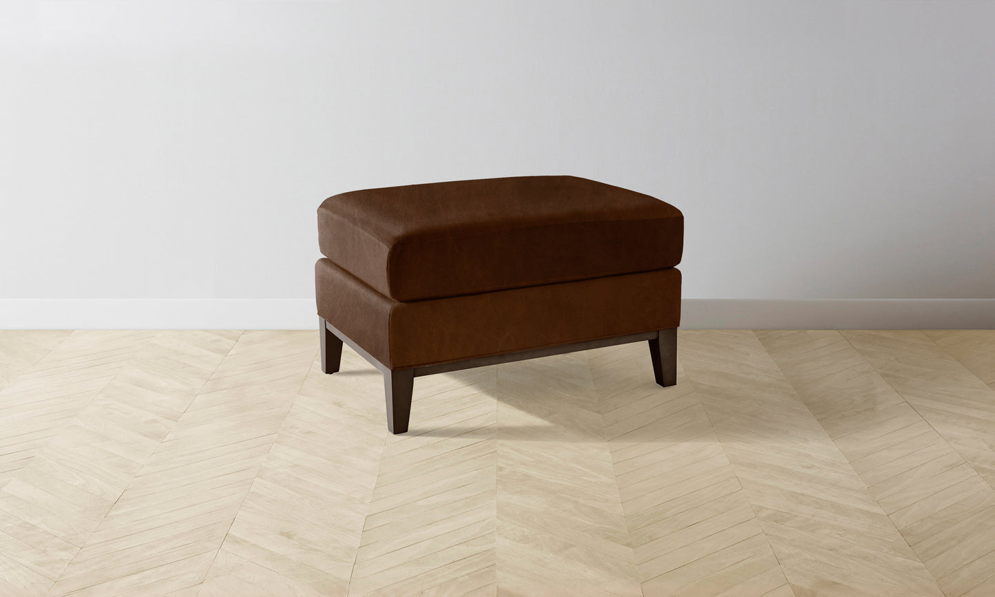 The Ludlow Ottoman - Tuscan Leather Bourbon