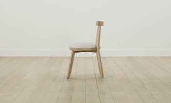 allen dining chair in white ash wood and white linen seat, side view