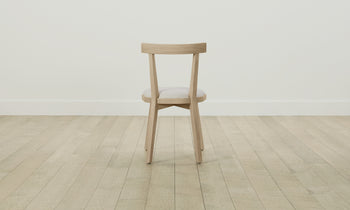 allen dining chair in white ash wood and white linen seat, back view