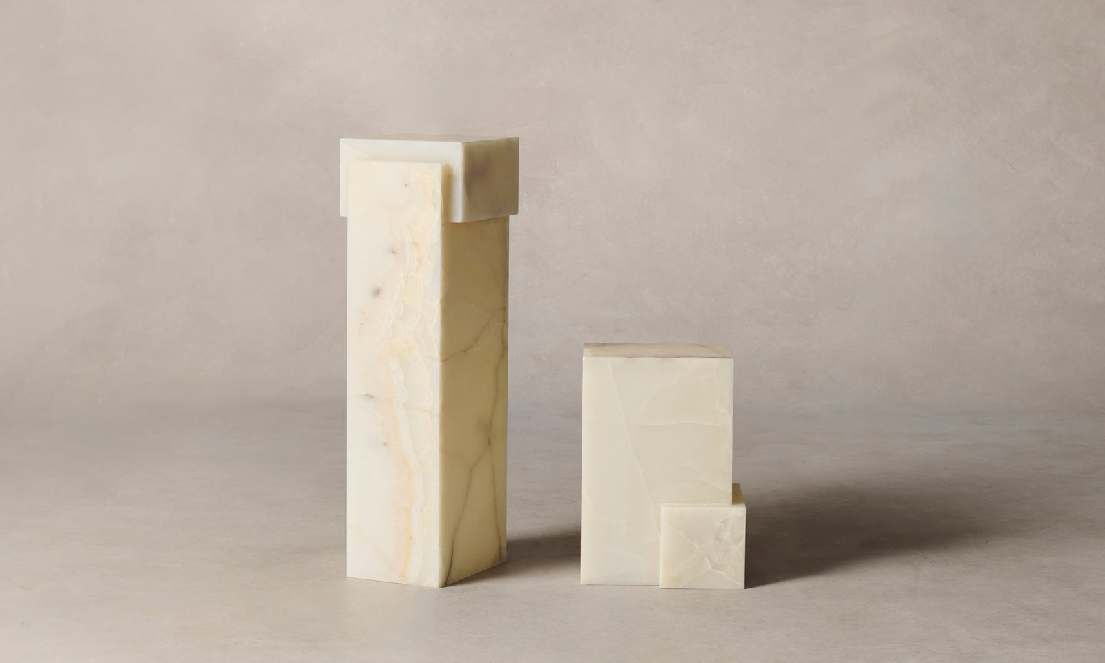 basel white onyx pedestals