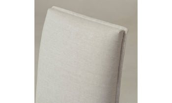 beacon slipcovered dining chair in white linen, close up