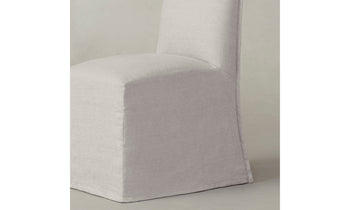 beacon slipcovered dining chair in white linen, side view