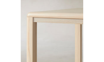 bedford rectangular wood dining table in white ash wood, side view