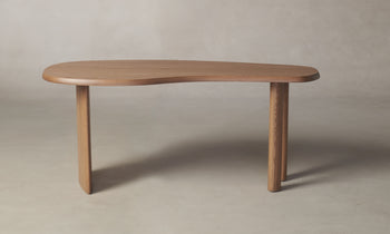 beekman wood desk in pecan oak with asymmetrical tabletop - front view