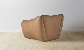 bond brown leather accent chair with curved legs - back view