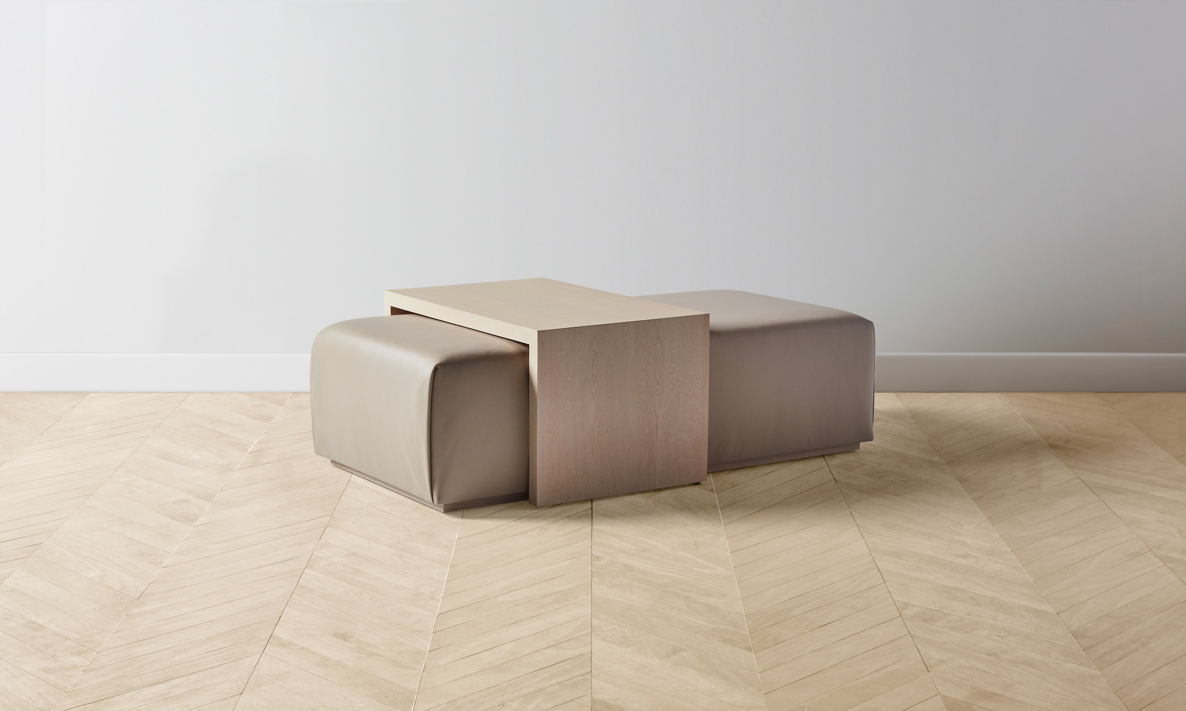 The Bowery Ottoman - Pebbled Leather Stone – Maiden Home