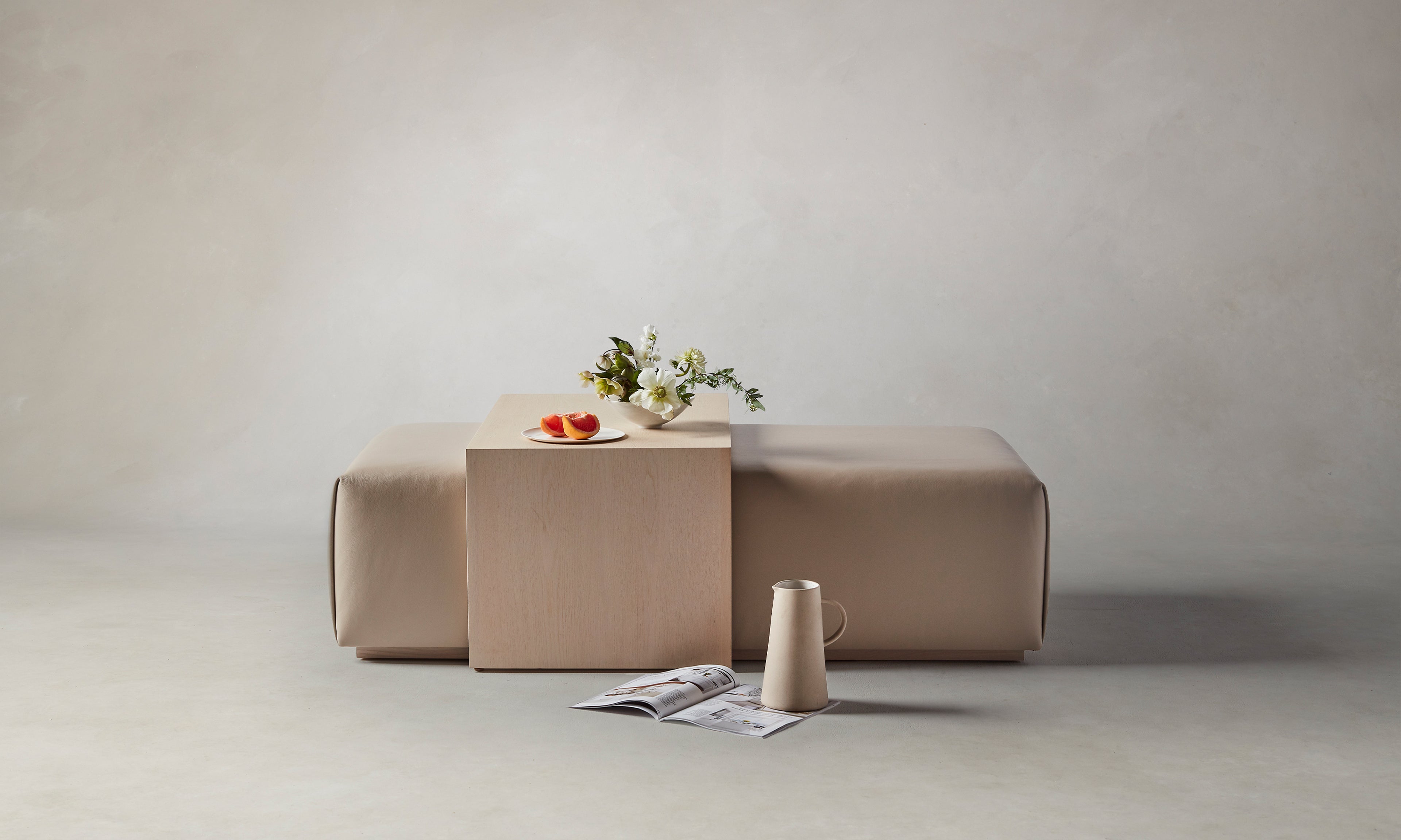 The Bowery Ottoman - Pebbled Leather Stone – Maiden Home