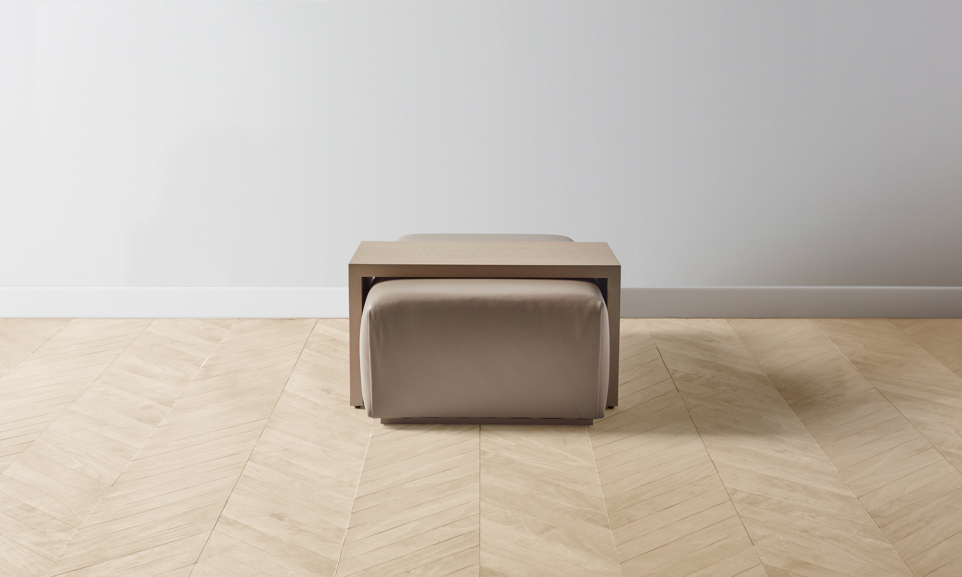 The Bowery Ottoman - Pebbled Leather Stone – Maiden Home