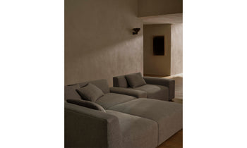 breuer modular chunky chaise sectional in grey linen in modern living room