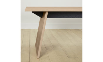 carlisle rectangular wood dining table in ash wood, close up