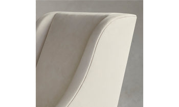 chrystie white nubuck leather chair with tall back - close up