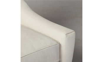 chrystie white nubuck leather accent chair with tall back - close up view