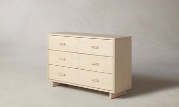 clinton white wood dresser with 6 drawers in whitewash ash - side view