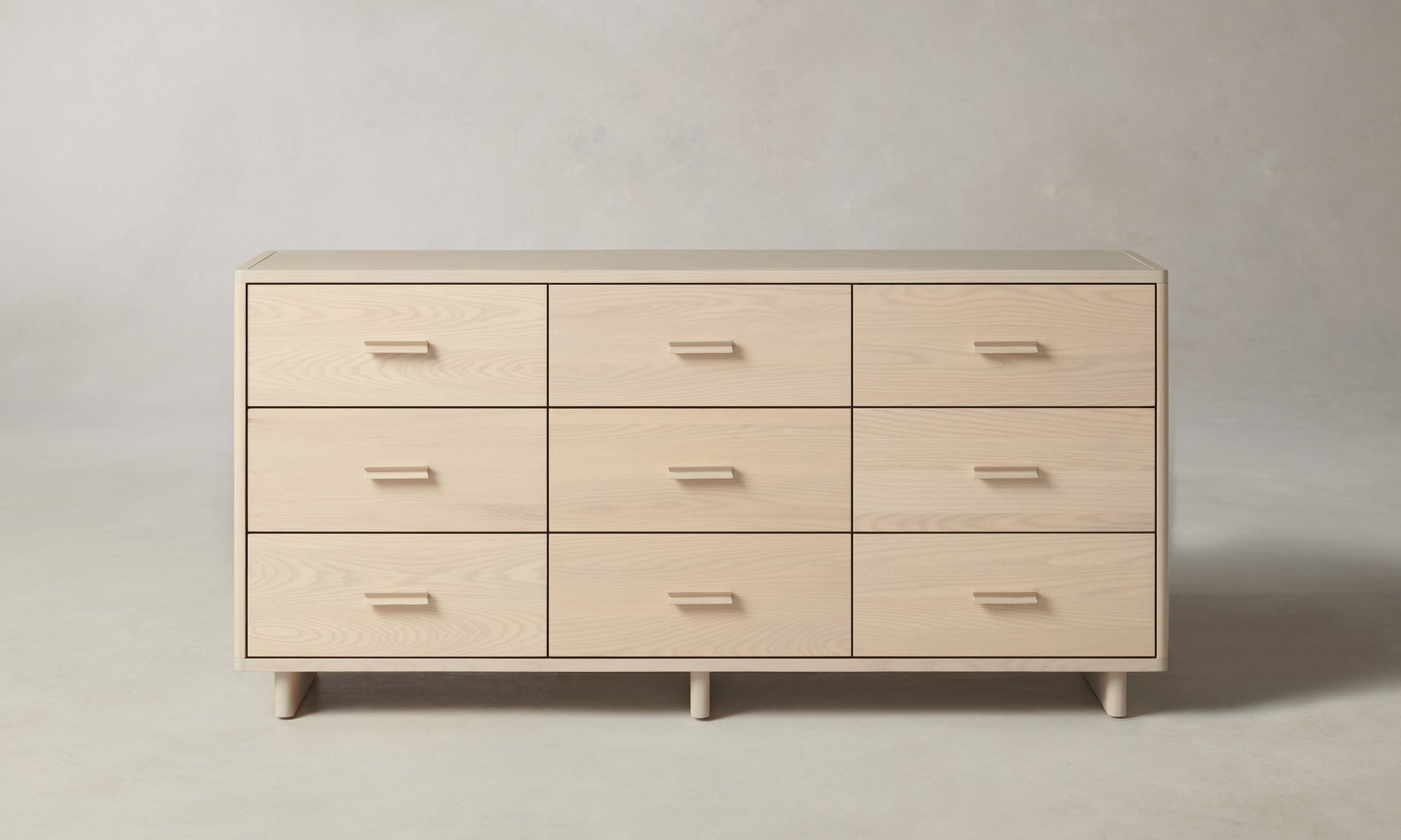 clinton 9 drawer dresser in white ash wood