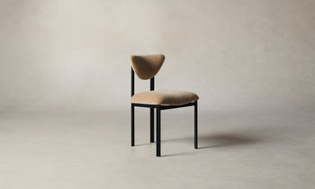 cooper dining chair with steel frame and brown mohair fabric - angle view