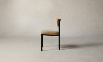 cooper dining chair with steel frame and brown mohair fabric - side view