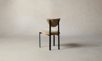 cooper dining chair with steel frame and brown mohair fabric - back view