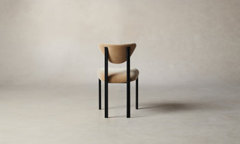 cooper dining chair with steel frame and brown mohair fabric - back view