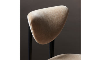 cooper dining chair with steel frame and brown mohair fabric - back close up view