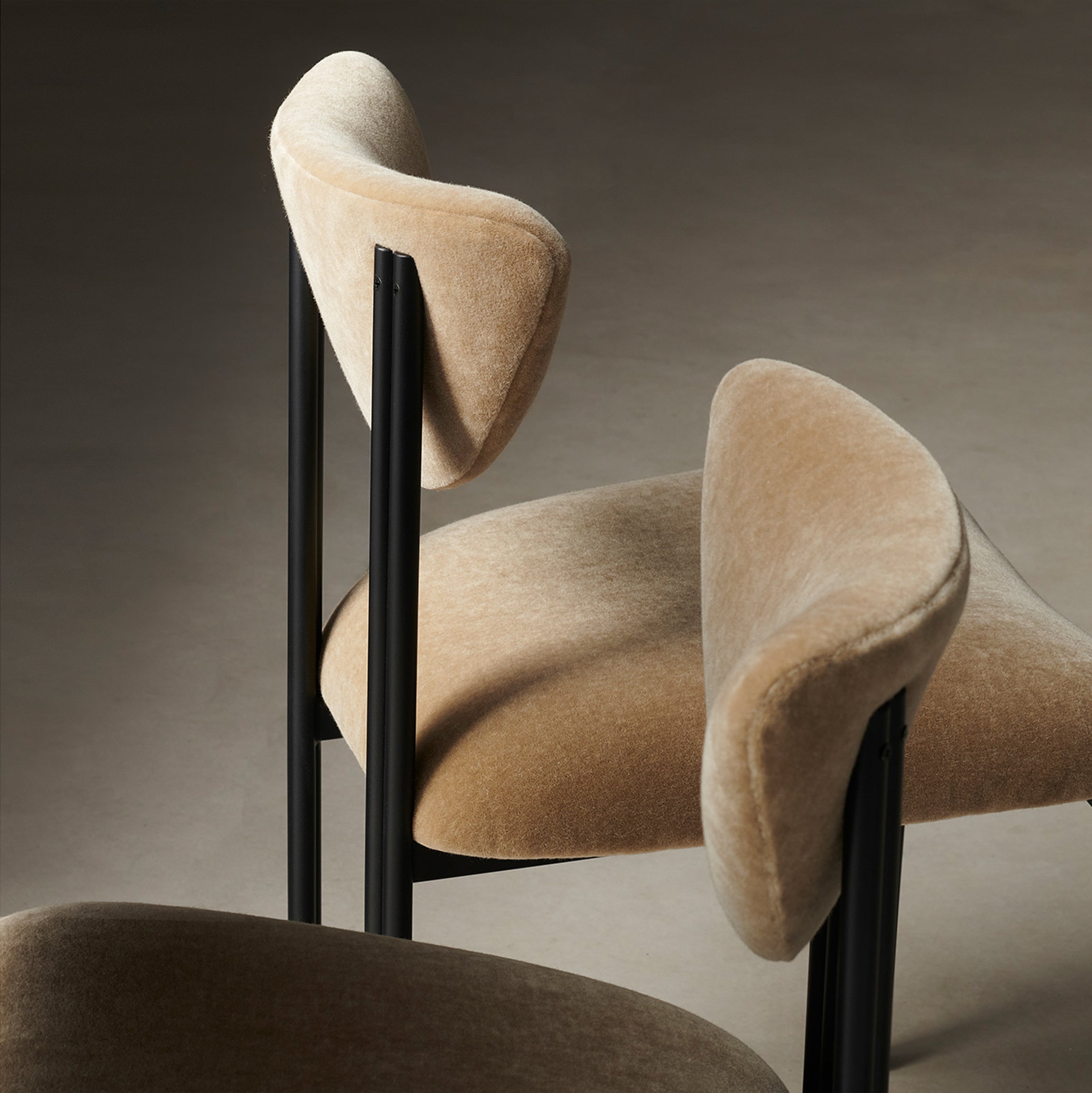 The Cooper Dining Chair - Marled Alpaca Velvet Basalt – Maiden Home