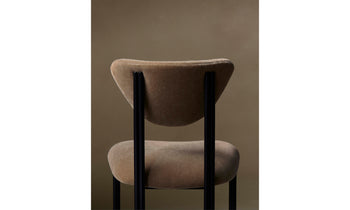 cooper dining chair with steel frame and brown mohair fabric - back view