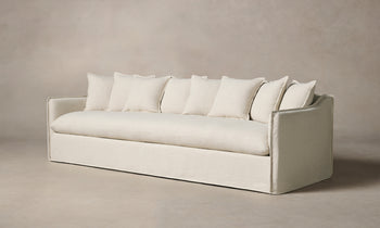 dune off-white linen sofa with cushions - angle view