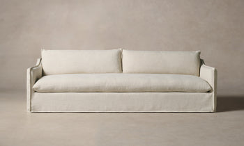 dune off-white linen sofa with two back cushions