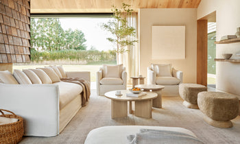 dune off-white linen sofa with cushions in a modern design living room