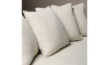 dune off-white linen sofa with cushions - close up