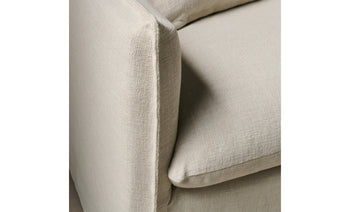 dune white linen swivel accent chair with cushions - close up view