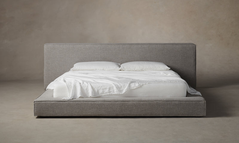 eldridge upholstered bed with cushion bed frame in grey linen