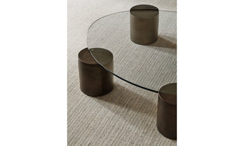 ella glass coffee table with bronze legs - close up