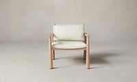 hyde white oak chair with white leather seat - front view