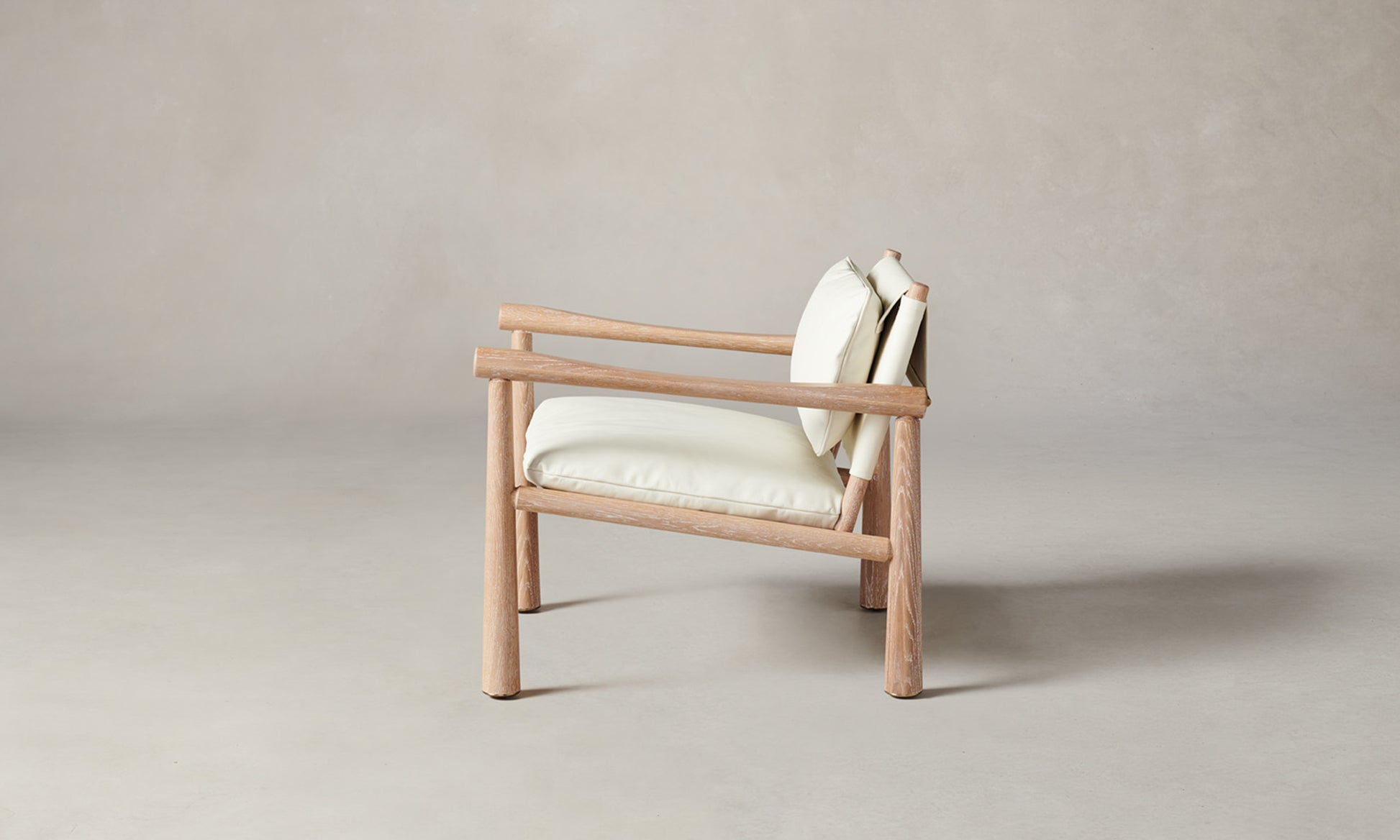 hyde white oak chair with white leather seat - side view