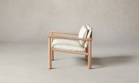 hyde white oak chair with white leather seat - side view