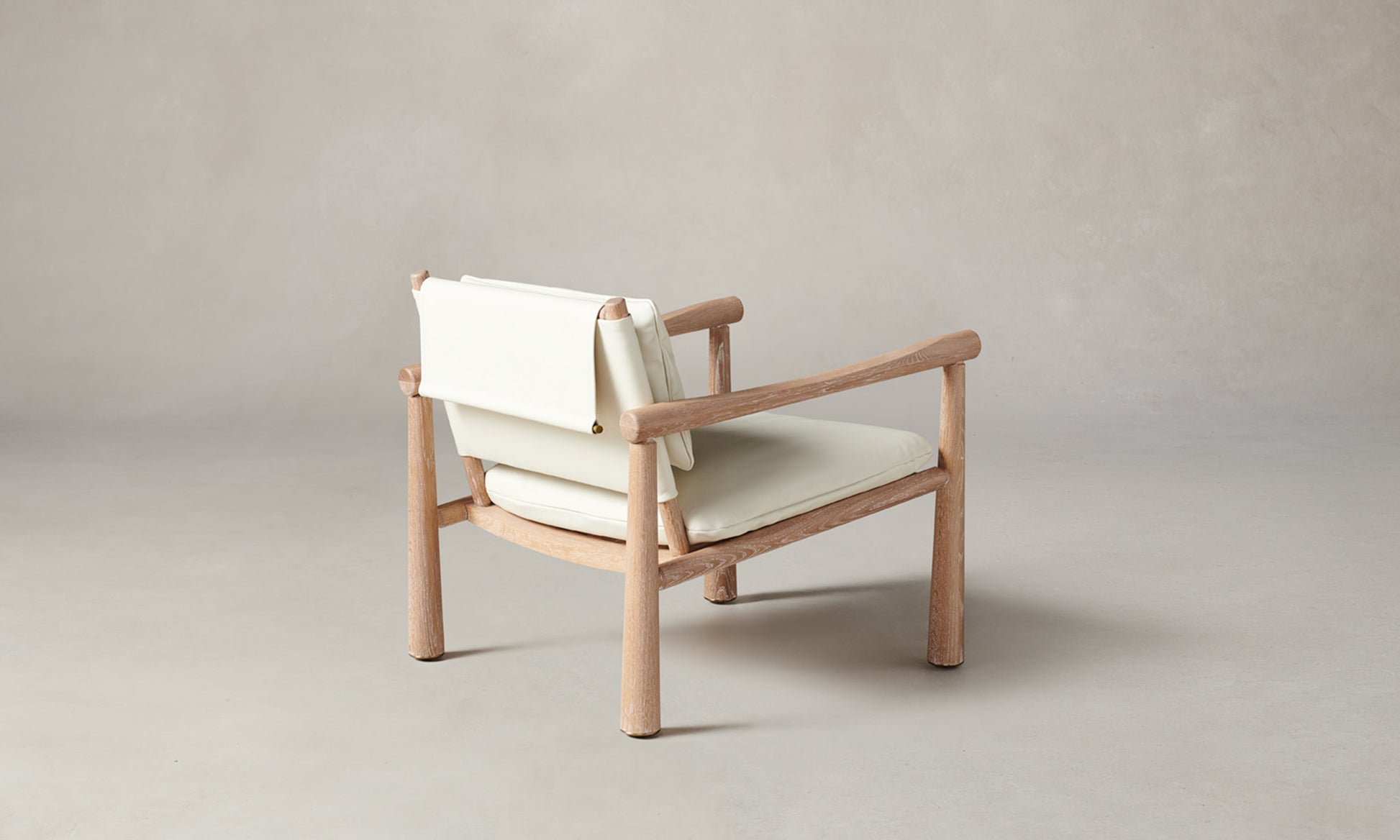 hyde white oak chair with white leather seat - back view