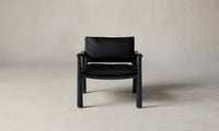 hyde black oak chair with black leather seat - front view