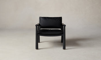 hyde black oak chair with black leather seat - front view