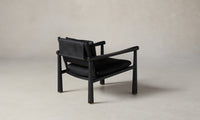 hyde black oak chair with black leather seat - back view